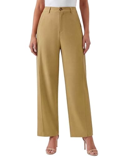 Blooming Jelly Womens Wide Leg Work Pants Barrel Elastic High Waist Stretchy Trousers Ladies Trendy Business Casual Office Slacks (Small, Camel) - Image 1