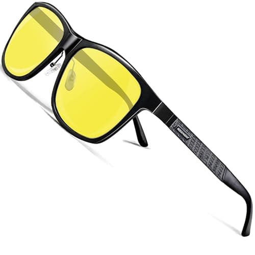 ROCKNIGHT Night Vision Glasses HD Driving Sunglasses for Men Polarized UV Protection Driving Anti Glare Yellow UV Sunglasses Metal Frame