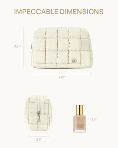 Telena Puffer Makeup Bags for Women, Nylon Puffy Padded Make Up Bags for Women Makeup Organizer Case, Wide-open Makeup Pouch Travel Essentials - Thumbnail 6