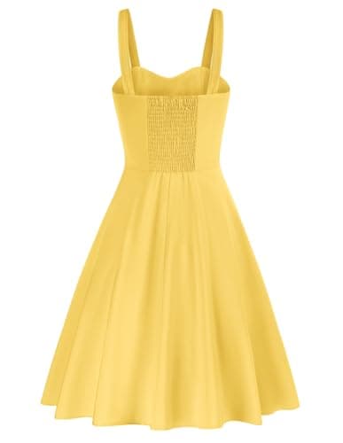 Belle Poque Pastel Yellow Dress for Women 2026 Summer Sleeveless Flowy Midi Sundress Vintage Corset Milkmaid Dress Small - Thumbnail 3