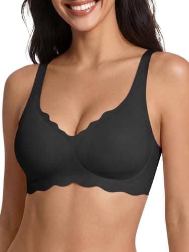 Tankaneo Womens Wireless Jelly Bras No Underwire Soft Bralette Comfortable Full Coverage Seamless T Shirt Bra Black - Image 1