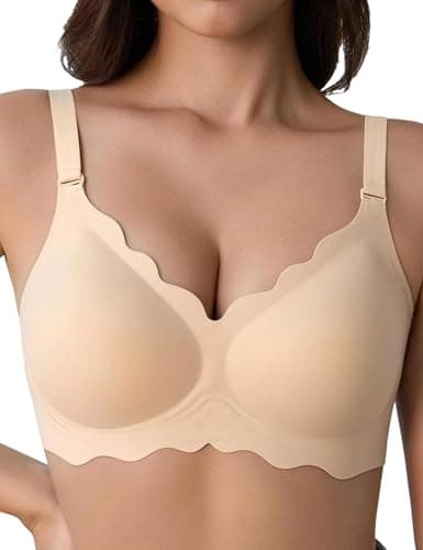 Tarbo Women Comfortable Bras Jelly Wireless Seamless No Underwire Push Up Bra Support and Lift Bralettes Full Coverage T Shirts Sleep Bralette Skin L - Image 1