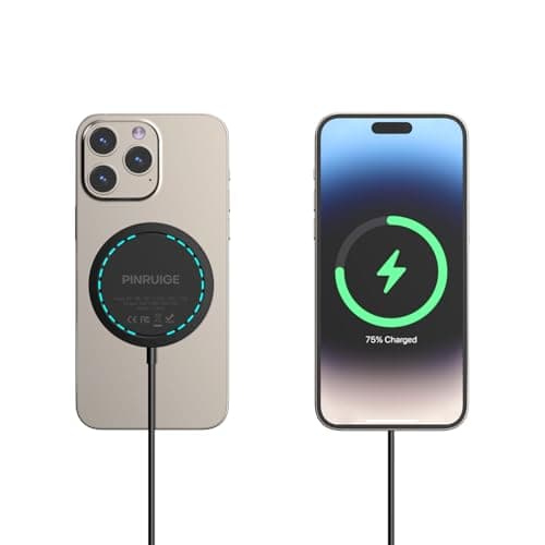 PINRUIGE Wireless Charger, 6.5ft / 2m 15W Max Fast Magnetic Wireless Charging Pad Compatible with iPhone 16/15/14/13/12 with USB-A Converter Black - Thumbnail 3