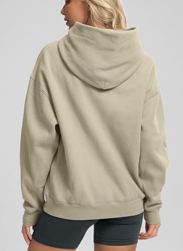 G Gradual Hoodies for Women Oversized Fleece Sweatshirt with Pocket Loose Fit Casual Athletic Workout Pullover, Light Khaki, Small - Thumbnail 4