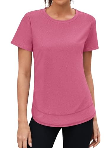 3rd hill Womens Workout Tops Short Sleeve Crewneck Sports Yoga Running Shirts Quick Dry Outfits Pink M - Thumbnail 2