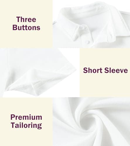 Cozople Boys'School Uniform Short Sleeve Polo Shirt Dry Fit Moisture Wicking Performance Golf Shirts,White,Size 5-6 - Thumbnail 5
