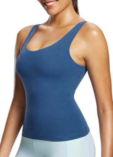 baleaf Freeleaf Longline Sports Bras for Women, Wirefree 3D Molded Cup Tank Tops, Medium Impact Yoga Workout Running Bra Navy Blue 2XL - Image 1