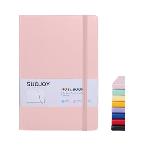SUQJOY Lined Journal Notebooks for Writing, 100 GSM Thick Paper, 1 Pack Hardcover Notebooks, A5 College Ruled Notebook, Journaling Notebook for School/Travel/Office (Pink- 1 Pack)