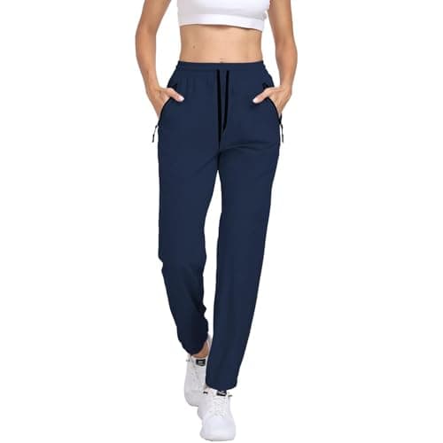 Womens Hiking Pants Waterproof Lightweight Quick Dry Sweatpants Joggers Elastic Waist Drawstring UPF50+ Cargo Work Casual Athletic Travel Navy Blue XXL - Thumbnail 2
