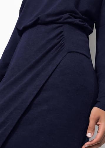 KIRUNDO Long Sleeve Dress for Women 2026 Fall Boat Neck Wrap Ruched Slit Knit Spring Cocktail Wedding Guest Maxi Dresses(Nay Blue, X-Large) - Thumbnail 6
