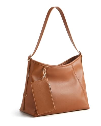 Missnine Hobo Bag for Women PU Leather Purses with Small Pouch, Multi-pocket Crossbody Handbags with Zipper, Everyday Ladies Chic Shoulder Bags Comfortable Adjustable Strap Tote Purse, Light Brown - Image 1