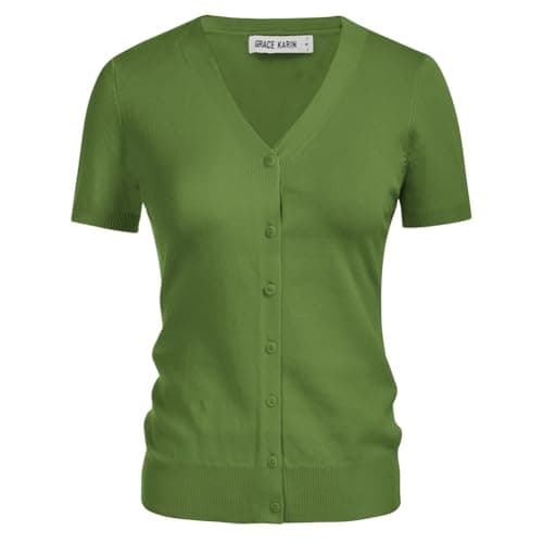 Green Summer Cardigan for Women - Soft Knit Cropped Plus Size (Light Green, 2XL) - Thumbnail 6