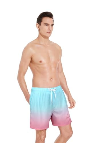 MILANKERR chubbies Mens Swim Trunks Gradient Color Beach Shorts with Inner Compression Shorts Lining Swimsuit - Thumbnail 2