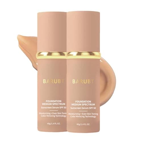 BARUBT 4-in-1 Color Changing Foundation, Medium Spectrum, Full Coverage Self-Adjusting Makeup for Mature Skin, Waterproof Liquid Concealer with Hyaluronic Acid for Daily Touch-Ups Travel 40ML*2 2PCS - Image 1