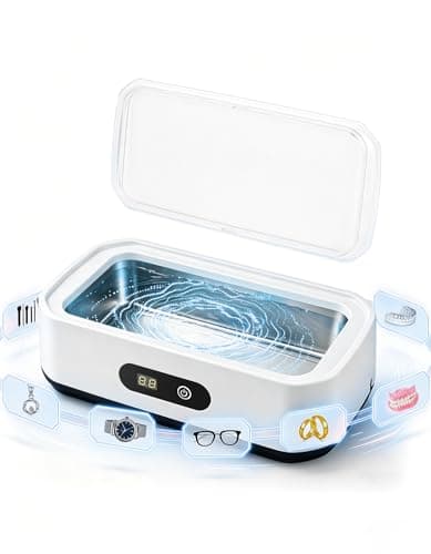 ZXINYUAN Ultrasonic Jewelry Cleaner, 22oz 49kHz Cleaner for Retainer, Eyeglasses, Watches and Rings, 304 Stainless Steel Tank, Digital Timer, 5 Cleaning Modes, Gift for Mom, Bride or Dentists - Image 1