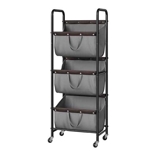 GRANNY SAYS 3 Tier Laundry Sorter, Laundry Hamper with Wheels, Laundry Room Organization and Storage, 3 Section Rolling Laundry Cart for Dorm, Bathroom, Bedroom, Closet, Grey - Image 1