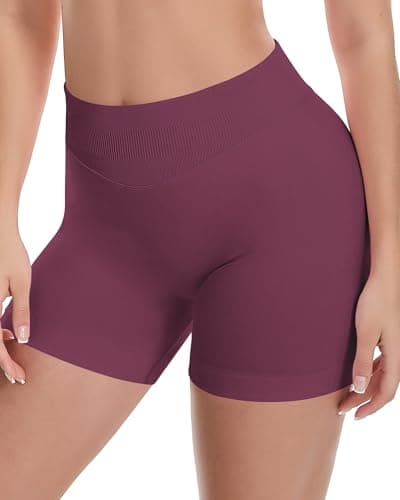 UG Active Women's 4.5" Scrunch Butt Lifting Workout Shorts Seamless Athletic Yoga Gym Running Shorts Purple Red S - Image 1