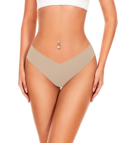Hellopopgo Seamless Thongs For Women No Show Thong Seamless Underwear 6-Pack Panties Breathable V-waisted Thongs,S - Thumbnail 2