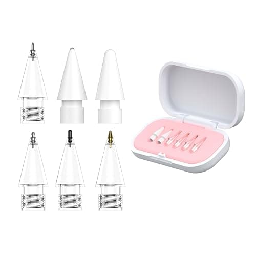 MAXMORS 6-Pack Replacement Tips for Apple Pencil, Compatible with Pencil Pro/2nd Gen/1st Gen/USB-C, Precision Needle Tips with Case, Ultra-Fine for Drawing, Plastic & Metal Nibs - Image 1