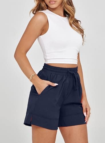 Dokotoo Gym Shorts Women Blue Running Workout Athletic Summer Outfits 2026 Womens Shorts Beach Vacation Clothes High Waisted Stretchy Spring Quick Dry Yoga Causal Pants Size X-Large - Thumbnail 6
