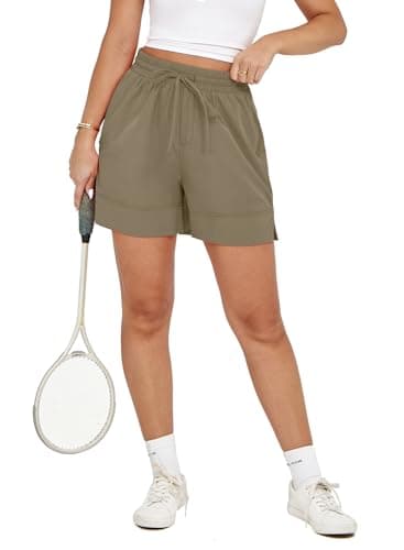 Dokotoo Running Shorts for Women Athletic Gym Summer Outfits Trendy 2026 Elastic Brown Womens Workout Shorts Causal Pockets Beach Vacation ClothesQuick Dry Yoga High Waisted Pants Size XX-Large - Image 1