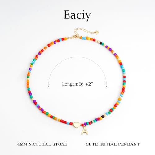 Eaciy Teenage Girl Gifts - Beaded Initial Necklace Letter C Necklaces for Women Girls Jewelry 4 5 6 7 8 9 10 11 12 13 Year Old Birthday Gifts Jewelry - Thumbnail 6