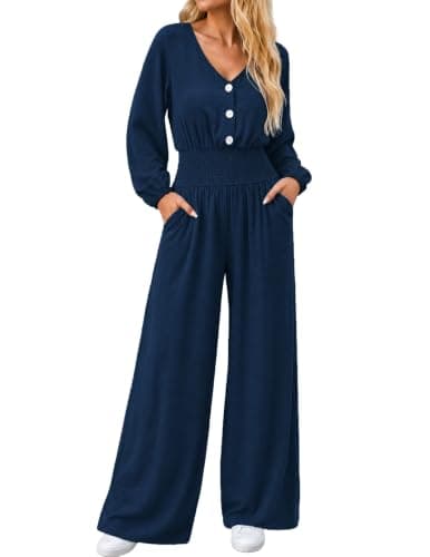 LOOKBOHO Jumpsuits for Women Dressy Long Sleeve Wide Leg Fall Outfits - Image 1