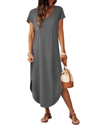 Summer Casual Maxi Dresses for Women Cap Sleeve Long Sundress with Pockets - Thumbnail 2