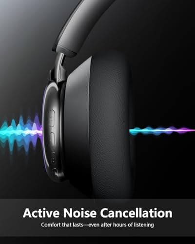 Wentronic Y03 Bluetooth Headphones Wireless Active Noise Cancelling Over Ear Headphones 48 Hours Playtime High Sound Quality 6 EQ Music Mode Headphones with Soft Ear Cushion - Grey - Thumbnail 4