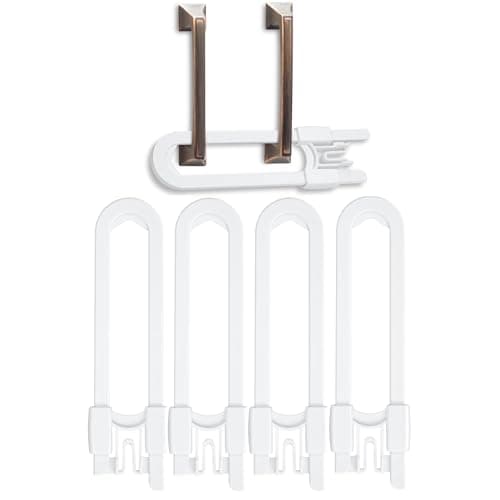Vmaisi Baby Sliding Cabinet Locks - Adjustable U Shaped Child Safety Locks for Cabinets with Handles or Knobs, Childproof Latches for Kitchen Bathroom Storage Cupboards 4 Pack - Image 1