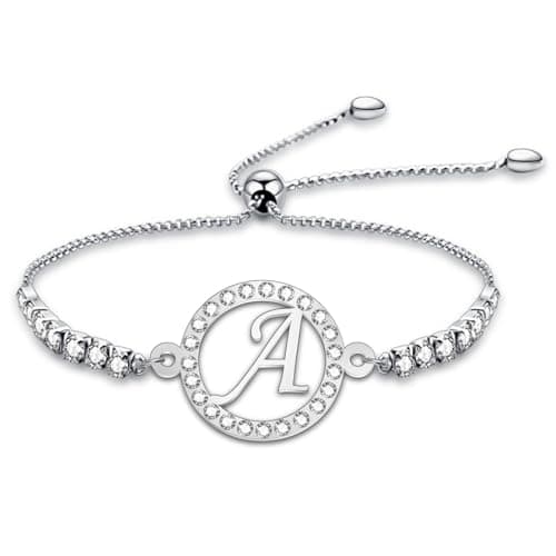 YLWJSP 26 Letters Initial Charms Bracelet Hollow Out Birthday Christmas Jewelry Gift Friendship Bracelets (A Bracelet) - Image 1