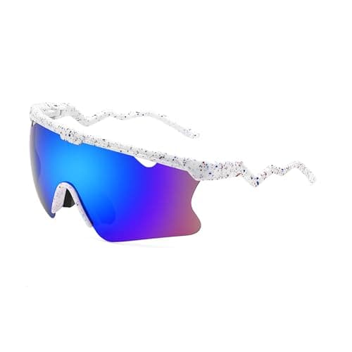 FEISEDY Sunglasses for Men and Women, Polarized Large Retro Rimless Glasses for Baseball, Cycling, Sports (B4073, White Frame/Blue Mirror) - Thumbnail 3