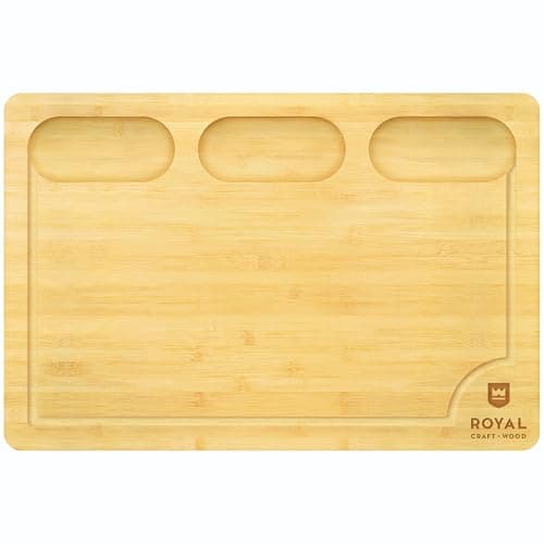 ROYAL CRAFT WOOD Bamboo Cutting Board with Juice Groove - Kitchen Chopping Board for Meat Cheese and Vegetables, Heavy Duty Serving Tray - Image 1