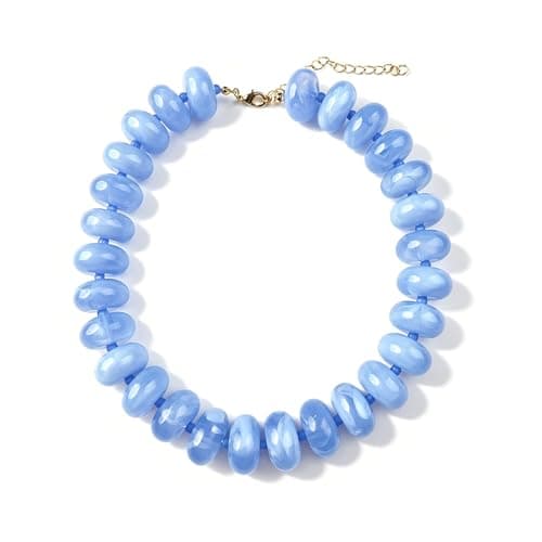 CSIYANJRY99 Light Blue Chunky Beaded Necklace for Women, Large Colorful Resin Beads Statement Necklace, Boho Summer Beach Vacation Jewelry Gifts - Image 1