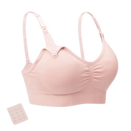 Stelle Nursing Bras Maternity Bra for Breastfeeding Pregnancy Wireless Bralette with Pads, Extenders（Pink,S） - Image 1