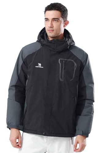 CAMELSPORTS Mens Winter Jacket Waterproof Warm Snow Ski Jackets Faux Fur Fleece Rain Coats with Removable Hood - Thumbnail 2