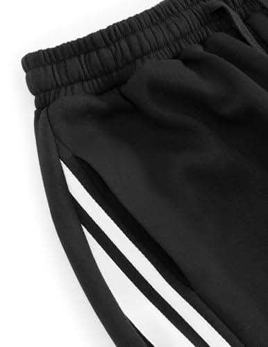 Aelfric Eden Barrel Sweatpants for Mens Side Striped Drawstring Elastic Waisted Wide Leg Lounge Pants with Pockets Black Small - Thumbnail 5
