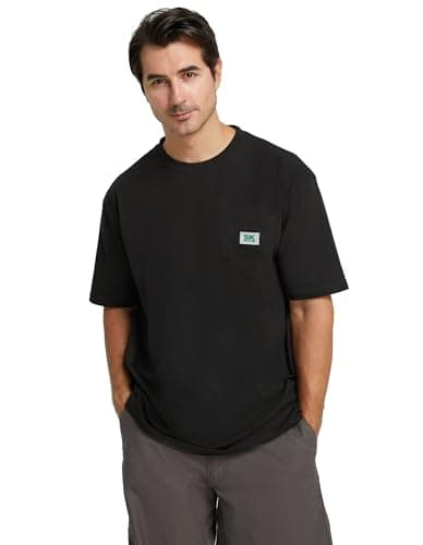 SKPRO Men's T-Shirt, Black Oversized T Shirts for Men, Crew Neck Work Shirt - Loose Fit Pocket T Shirts, Soft Casual Tee (Black, XXL) - Thumbnail 5