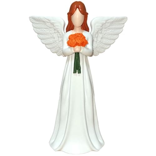 AURIFEROUS Angel Statue, Guardian Angel Figurine Handheld Flower for Women, Gift for Mothers Day, Birthday, Valentines Memorial & Sympathy, Home Decor Sculpture - Image 1