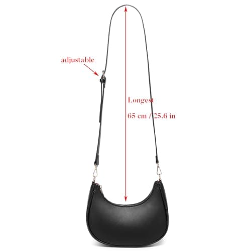 WuliTown Small Crescent Shoulder Bag Under the Arm Purse, Cute Hobo Black Shoulder Bag,Mini Clutch Purse with Zipper Closure - Thumbnail 5