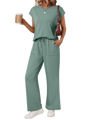 AUTOMET Womens 2 Two Piece Lounge Sets 2026 Summer Spring Travel Casual Outfits Vacation Clothes Pant Top Matching Clothing Trendy Airport Resort Wear Beach Sweatsuit Sweat Suit Loungewear - Image 1