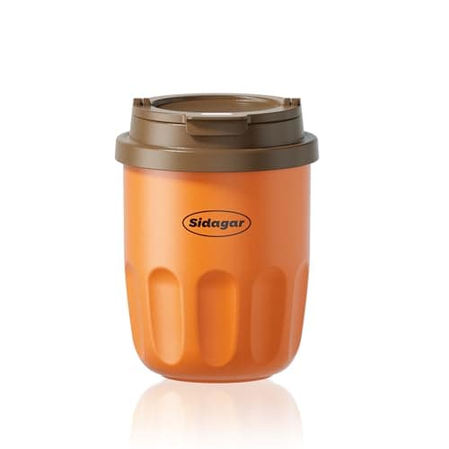Sidagar Travel Coffee Mug 10 oz Ceramic Lined Tumbler, Double Wall Stainless Steel Coffee Cup with Lid, Vacuum Spill Proof Mini Water Bottle, Insulated Thermal Mug for Home Office, Orange - Image 1