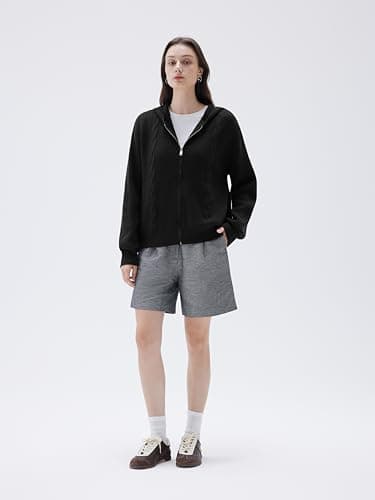 SUUKSESS Women Chunky Knit Cashmere Blend Sweaters Zip up Oversized Hoodies Cardigan with Pockets Long Sleeve Fall Jackets Outerwear (Black, S) - Thumbnail 6