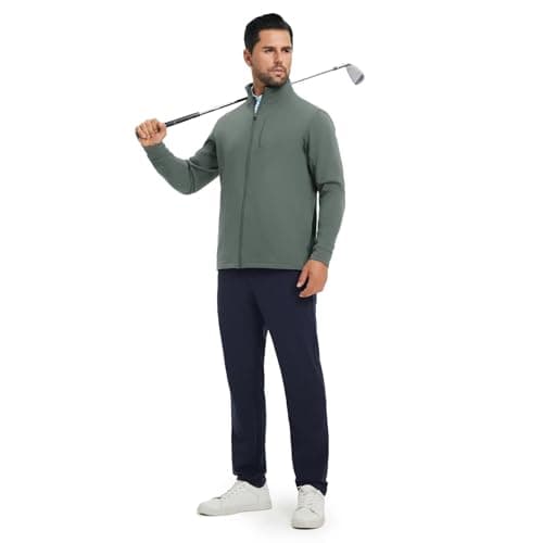 MAELREG Mens Golf Jacket with Pockets Mock Neck Lightweight Casual Soft Shell Jacket Full Zip Windbreaker Outwear - Thumbnail 6