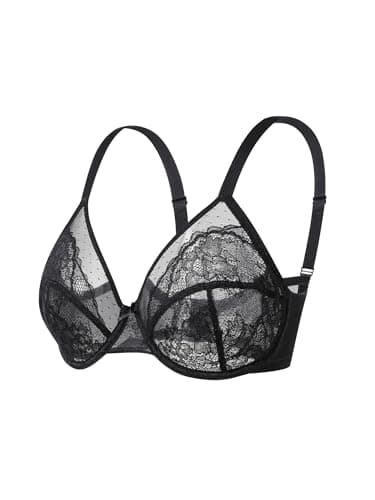 Vukoiswe Minimizer Bras for Women Full Coverage Unlined Underwire Bra Plus Size Bra for Heavy Breast Black - Thumbnail 6