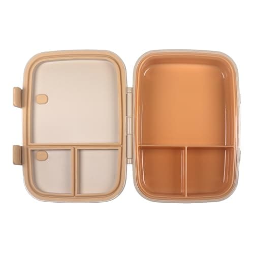 Clevakid Kids Bento Explorer Lunch Box, 3 No-Mix Compartments, Microwave & Dishwasher Safe, Lightweight with Removable Tray, for Daycare, Preschool, School (Dark Brown Toffee) - Thumbnail 5