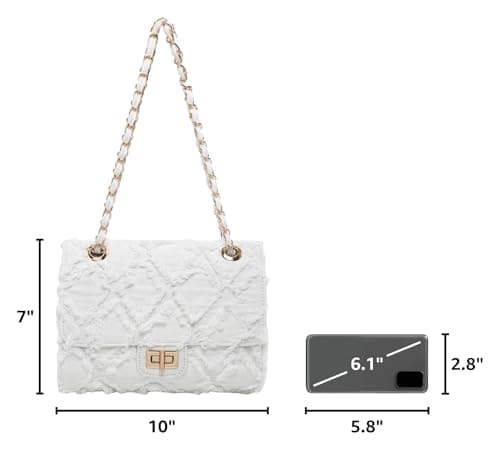 MKP Women Small Shoulder Bags Quilted Crossbody Distressed Jean Denim Purse Evening Bag Clutch Handbag with Chain Strap - Thumbnail 3
