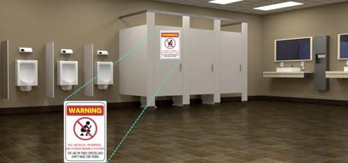 Carastora Humorous Surveillance Yard Sign - "No Human Waste or Bodily Fluids" Message - For Home or Business Security - UV Resistant, Weatherproof, Easy to Install, 12x8 in. - Thumbnail 4