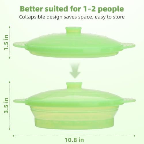 Microwave Steamer Cooker Collapsible Bowl-Silicone Steamer Cookware with Handle Lid for Vegetables Fish Prep Meal Food with Removable Rack BPA Free, Easy to Store, Freezer & Dishwasher Safe, Large - Thumbnail 2
