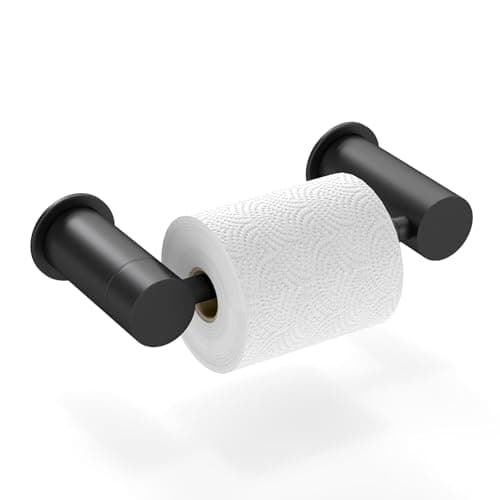 YUMORE Toilet Paper Holder Wall Mounted, Springless Pivoting Bathroom Tissue Holder, Easy One-Hand Reload No Spring Needed, Matte Black Modern Bathroom Hardware Accessories - Image 1